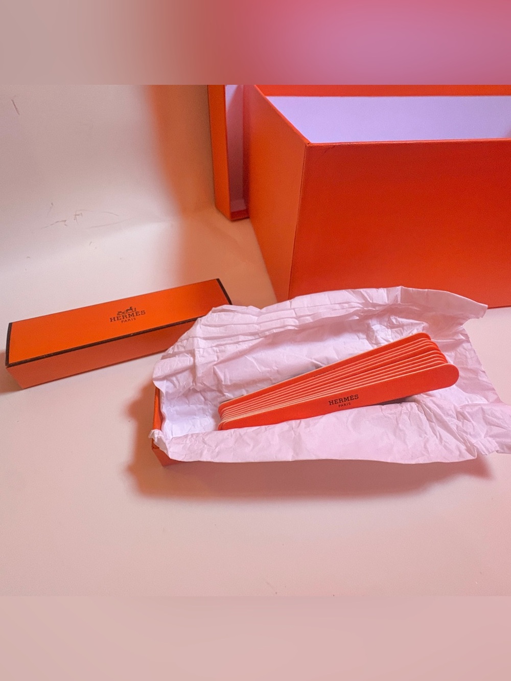 Authentic Hermès Les Mains Nail Files Set (12-Piece) with Shoe Box Size Gift Box